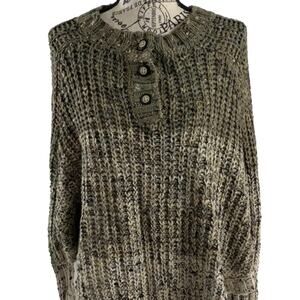 Simply Noelle Women's XS Sweater Open Knit Pullover 3 Button Butterfly Sleeves
